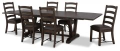 Mahogany Wood Homestead 140" Extension Dining Table & Chair Set in Tobacco Leaf Finish