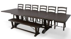 Mahogany Wood Homestead 140" Extension Dining Table & Chair Set in Tobacco Leaf Finish