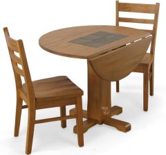 Mindi Wood Sedona Drop Leaf Table & Chair Set with Slate Accents