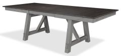 Parawood & Mindi Wood Newport Refectory Leaf Trestle Extension Table in Smokey Grey Finish