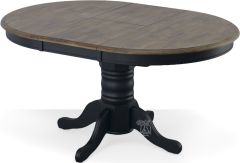 Solid Parawood Carolina Crossing Round Extension Table in Antique Honey & Black