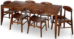Amish Crafted Solid Maple Wood Anna Modern 78" Long Extension Leg Table & Harvey Chair Set in Asbury Finish