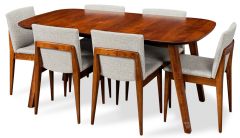 Amish Crafted Solid Maple Wood Callie Modern 78" Long Extension Table & Oliver Chair Set in Michaels Finish