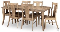 Amish Crafted Solid Maple Wood 78" Long Extension Leg Table & Lucas Chair Set in Sandstone Finish
