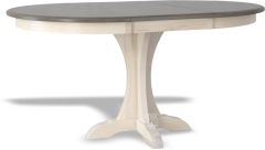 Amish Crafted Solid Maple Wood Mary 42" Round Extension Table in Washed & Driftwood Finish