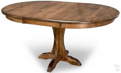 Amish Crafted Solid Maple Wood Mary 42" Round Extension Table in Bark Finish