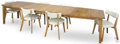Amish Crafted Solid Maple Wood 144" Long Extension Leg Table & Wesley Chair Set in Harvest Finish