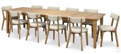 Amish Crafted Solid Maple Wood 144" Long Extension Leg Table & 8 Wesley Chairs Set in Harvest Finish