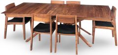 Solid Walnut Wood Exeter 96" Long Extension Table with Iso Chair Set