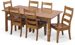 Custom Built Solid Brown Maple Wood Amish Crafted Easton Extension Table & Chair Set in Seely Finish