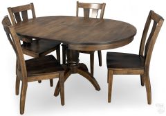 Amish Crafted Solid Maple Wood 42" Round Edmonton Extension Table & Sebring Chair Set in Autumn Finish