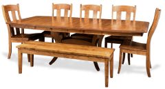 Amish Crafted Solid Tiger Maple Wood Fort Knox Table, Chair and Bench Set in Caramel Cocoa Finish