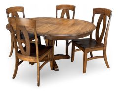 Amish Crafted Solid Maple 48" Butterfly Leaf Extension Table & Lorraine Chair Set in Chocolate Spice