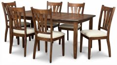 Amish Crafted Solid Maple Wood 82" Long Hatfield Extension Table & Chair Set in Asbury Finish