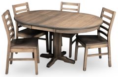Amish Crafted Solid Maple Wood Maria 42" Round Extension Table & Chair Set in Warm Brown Finish