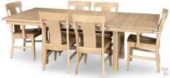 Amish Crafted Solid White Oak Manor House 90" Extension Trestle Table & Chair Set in Beachfront Finish