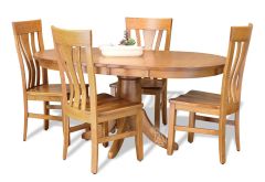 Amish Crafted Solid Rustic Cherry Wood Miami 42" Round Extension Table & Chair Set in Seely Finish