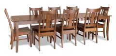 Custom Built Solid Brown Maple Wood Amish Crafted Millcreek 108" Extension Table & Chair Set