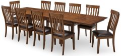 Solid Parawood Wood Mariposa 78" to 132" Long Extension Table & Chair Set in Rustic Whiskey Finish