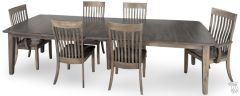 Amish Crafted Solid Rustic Hickory Wood Portland 120" Extension Table and 6 Chair Set in Antique Slate Finish