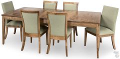 Amish Crafted Solid Maple Wood SDL Extension Leg Table & Upholstered Chair Set in Iced Coffee Finish