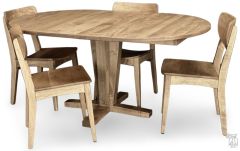 Amish Crafted Solid Red Leafy Maple Wood Pedestal Extension Table & Chair Set in Latte Finish