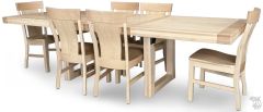Amish Crafted Solid Red Leafy Maple Wood Trestle Extension Table & Chair Set in Elegance Finish
