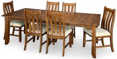 Solid Mango & Walnut Wood Silverdale Extension Table & Chair Set in Russet Finish