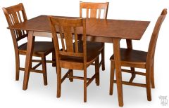 Solid Parawood Butterfly Leaf Extension Table & Chair Set in Bourbon Oak Finish