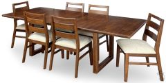 Solid Walnut Wood Voss Extension Trestle Table & Chair Set in Sable Finish