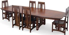 Amish Crafted Solid Premium Cherry Wood Aspen 126" Extension Table and Chair Set in Michaels Finish