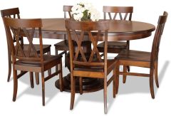 Amish Crafted Solid Maple Ziglar Round Extension Table & Durham Side Chair Set in Asbury Finish