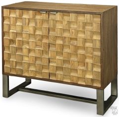 Solid Teak Wood 2 Door Siti Cabinet With Iron Base