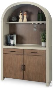 Mahogany Wood Arch Coffee & Wine Bar In Pavestone & Buckskin Finish