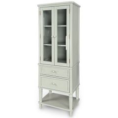 Solid Parawood Wood Emma Etagere Storage Cabinet in Rainwashed Finish
