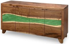 Amish Crafted Solid Rustic Walnut Door Console With Avocado Vermillion