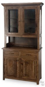 Amish Crafted Solid Rustic Hickory Wood High-Tech China Cabinet in Cocoa Finish