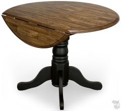 Solid Carolina Crossing Parawood Round Dropleaf Table in Antique Honey & Black