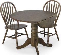 Solid Parawood Carolina Crossing Round Dropleaf Table & Chair Set in Antique Honey