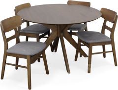 Parawood Space Savers Round Pedestal Table & Chair Set in Walnut Finish