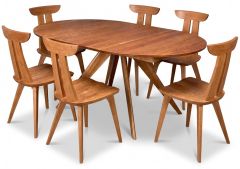 Solid Cherry Wood Catalina Extension Round Table & Chair Set in Natural Finish