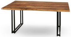 Solid Sheesham Manzanita Live Edge Dining Table with Iron Base