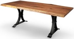 Amish Crafted Solid Rustic Walnut Live Edge Table Top & Atlas Base - Quick Ship