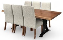 Amish Crafted Solid Rustic Walnut Live Edge Atlas Table & Vista Chair Set