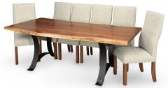 Amish Crafted Solid Rustic Walnut Live Edge Golden Gate Table & Vista Chair Set