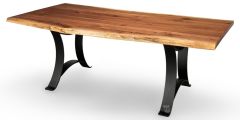 Amish Crafted Solid Rustic Walnut Live Edge Table Top & Golden Gate Base - Quick Ship