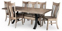 Amish Crafted Solid Rustic Live Edge Hickory Langston Table & Hilton Side Chair Set