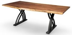 Amish Crafted Solid Rustic Walnut Live Edge Table Top & Silverton Base - Quick Ship