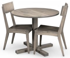 Custom Built Solid Brown Maple Wood Amish Crafted Rando 36" Round Pedestal Table & Chair Set in Driftwood Finish