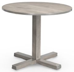 Custom Built Solid Brown Maple Wood Amish Crafted Rando 36" Round Pedestal Table in Driftwood Finish